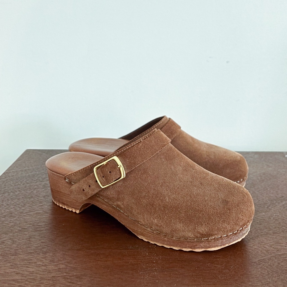 Anthropologie Brown Suede Clogs EU 38 US 7